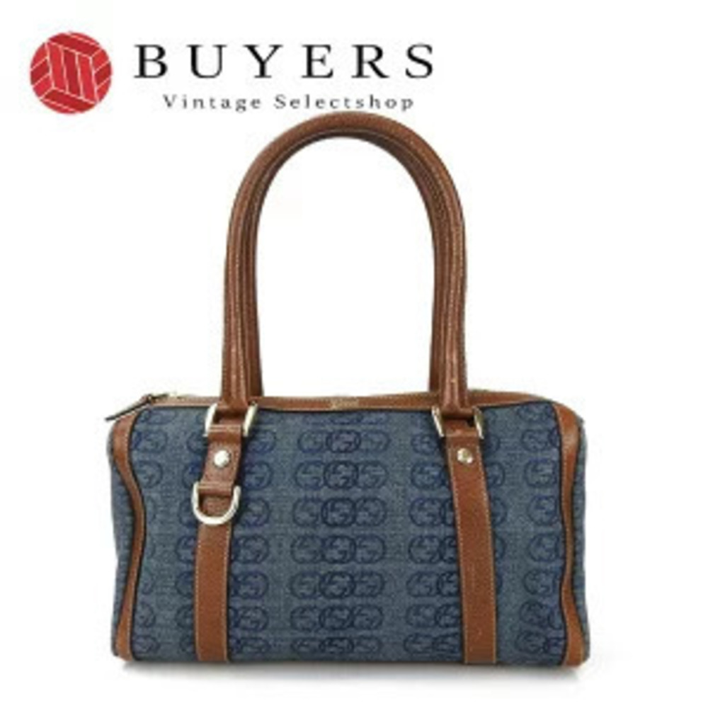 Gucci Blue GG Shoulder Bag Navy Leather Denim Handbag - Picture 2 of 8